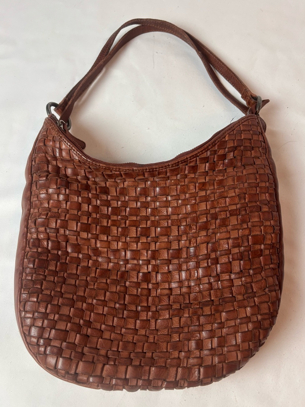 Vilenca Holland Woven Leather Convertible Backpack Shoulder Hobo Bag Brown